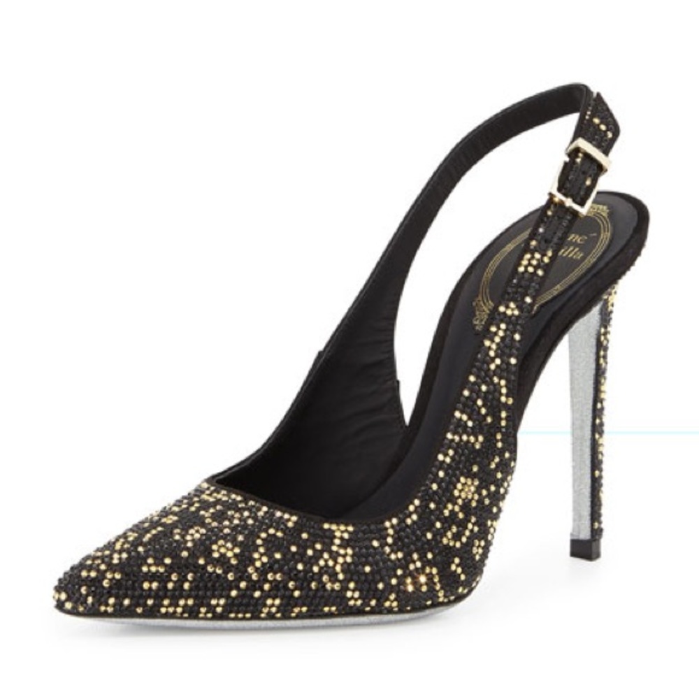 RENE CAOVILLA Crystal-Embellished Satin Slingback Pump
39.5